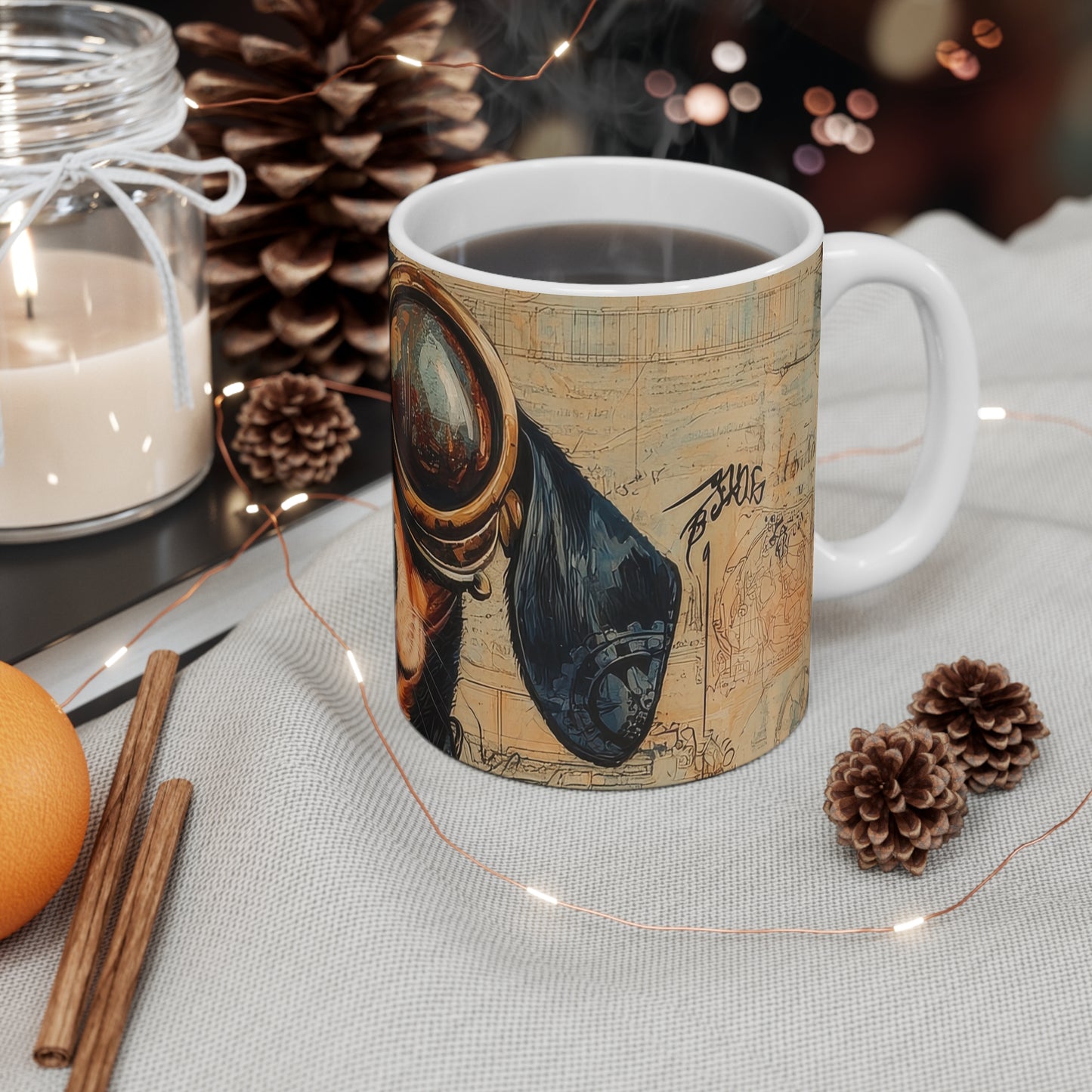 Steam Punk Dachshund Mug Cute Dog Lover Gift, Fun Coffee Cup Weiner Dog