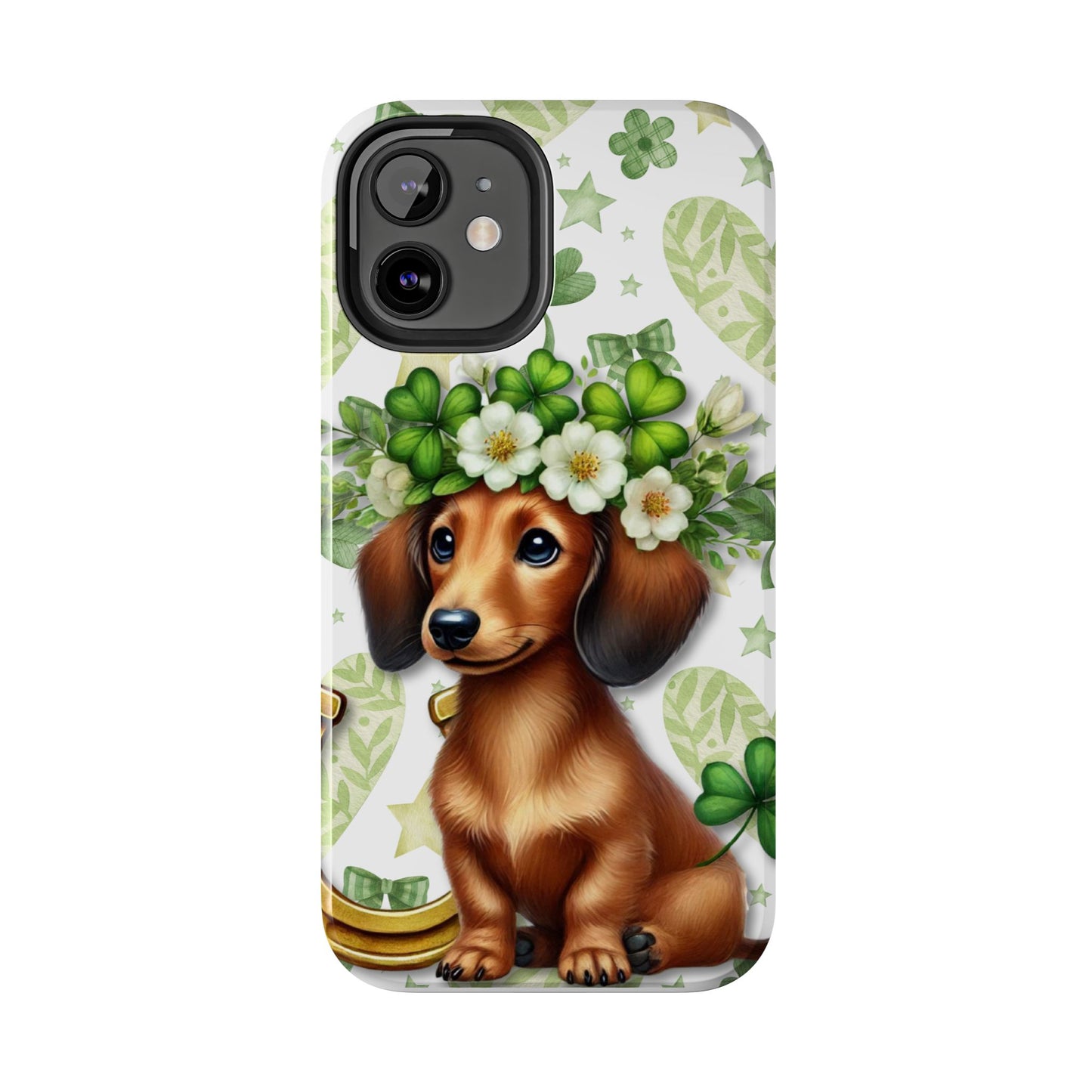 St Patricks Cute Dachshund Phone Case Dog Lover Gift Tough Phone Cover Patty