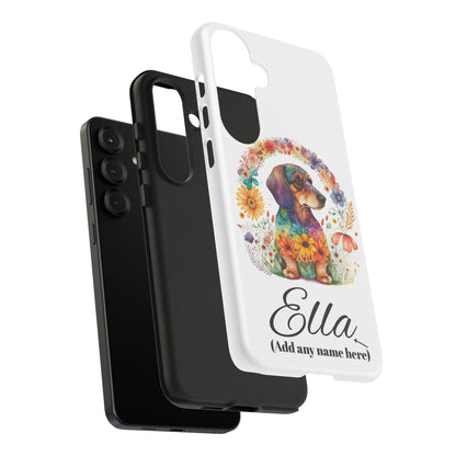 Personalized Dachshund Case for Pet Lovers Floral Phone Case Custom Name Phone