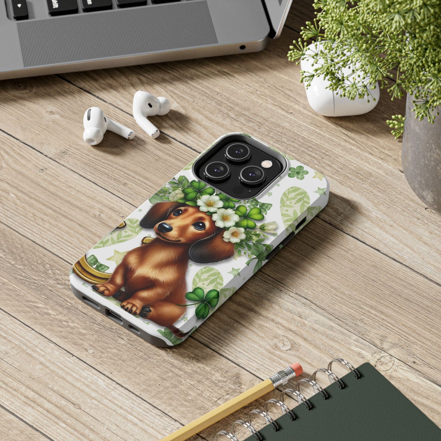 St Patricks Cute Dachshund Phone Case Dog Lover Gift Tough Phone Cover Patty