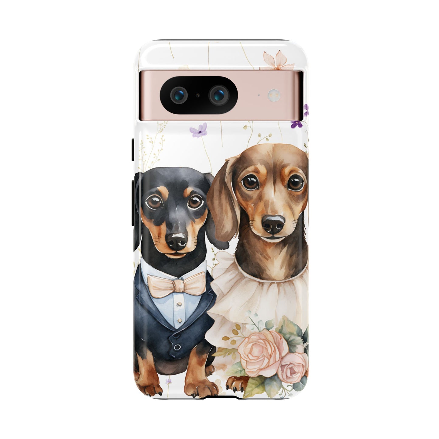 Wedding Dachshund Dog Phone Case - Bridal Gift Flower Girl Apple Pixel Galaxy