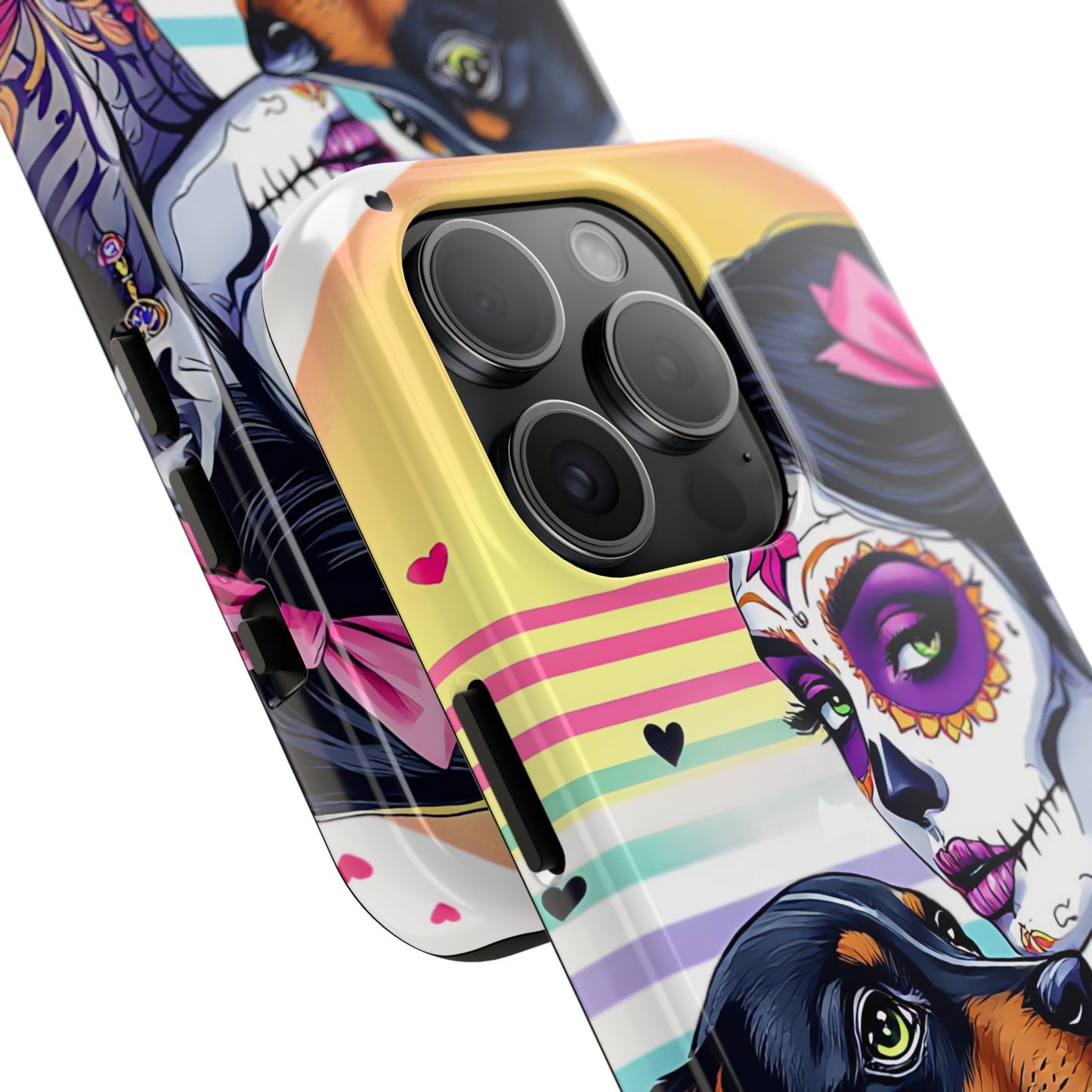 Cute Dachshund Phone Case Dog Lover Gift Tough Phone Cover Doxie Skull