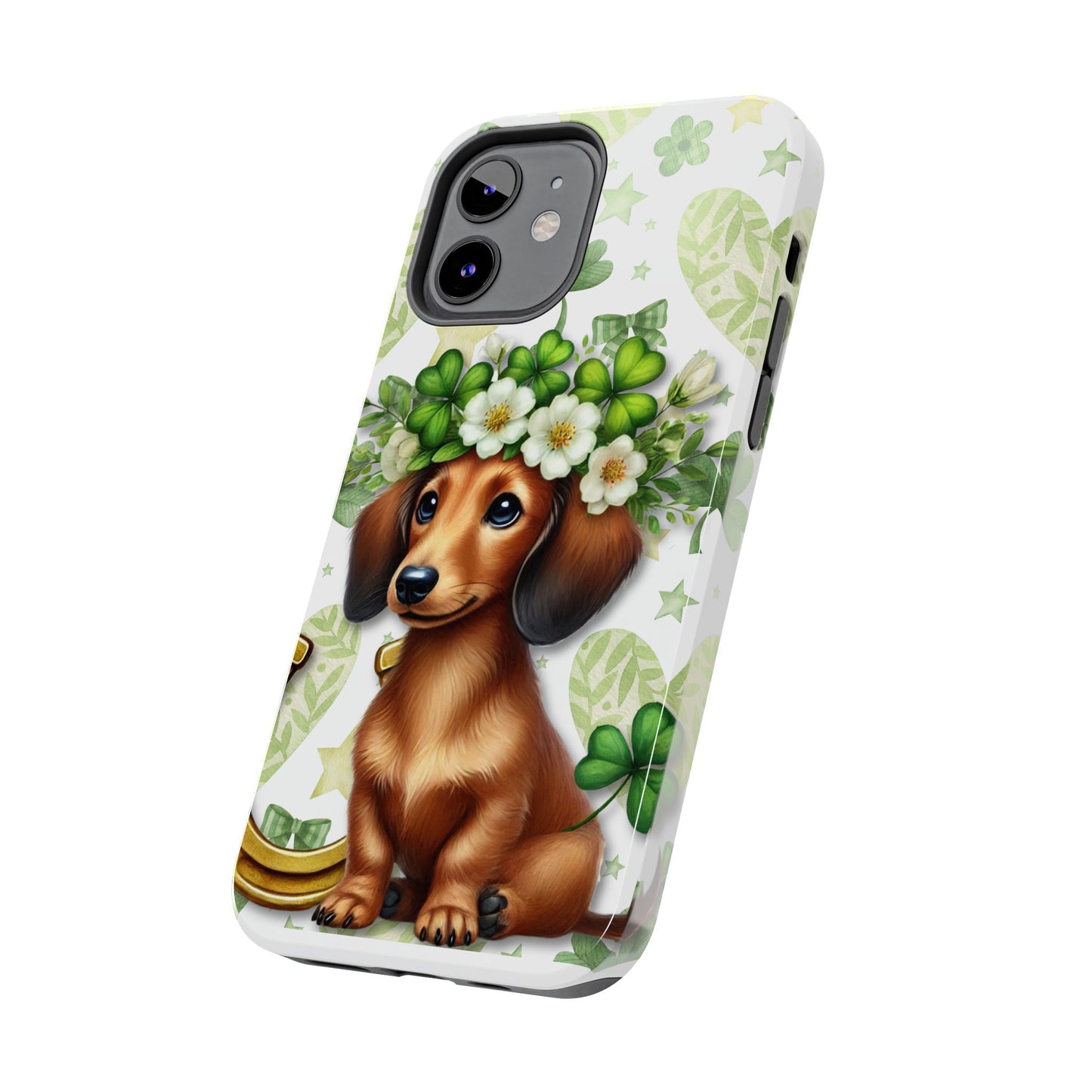 St Patricks Cute Dachshund Phone Case Dog Lover Gift Tough Phone Cover Patty