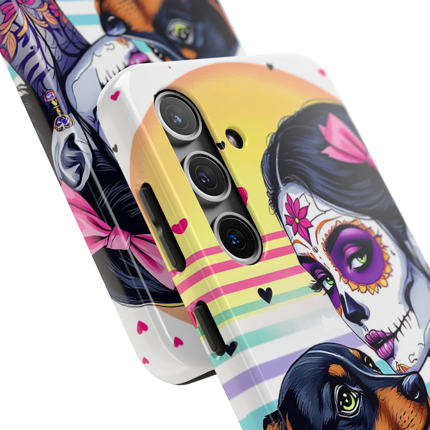 Cute Dachshund Phone Case Dog Lover Gift Tough Phone Cover Doxie Skull