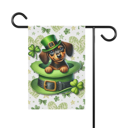 St Patricks Spring Garden Flag Dog Mom Banner Home Decor Dachshund Patty Day