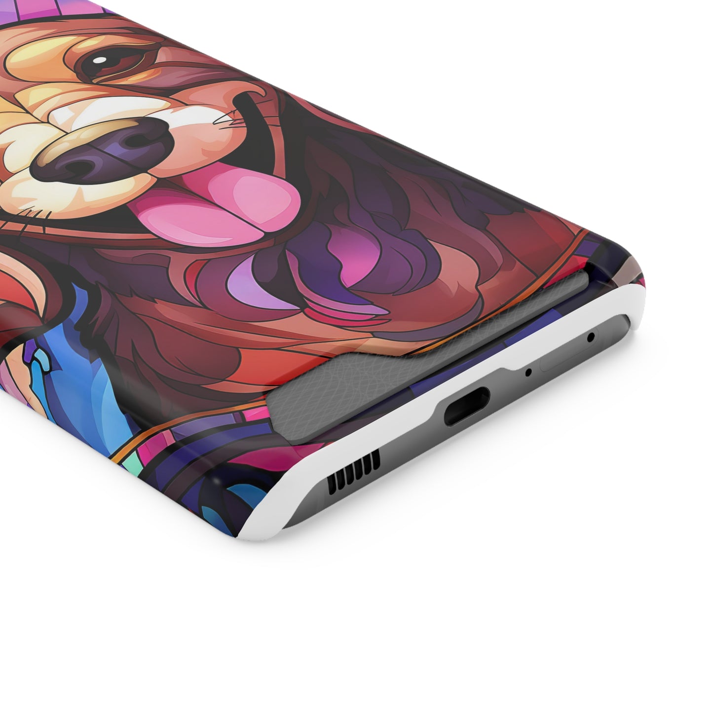 Stained Glass Dachshund Phone Case, Trendy Wallet Case for Dog Lovers, Cute Card Holder Cover