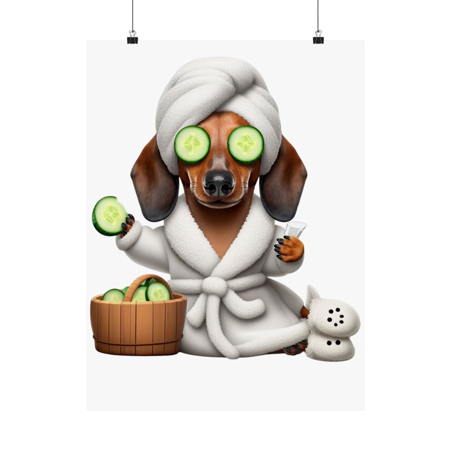 Weiner Dog in a Bathrobe Matte Vertical Posters Dachshund Weiner Dog
