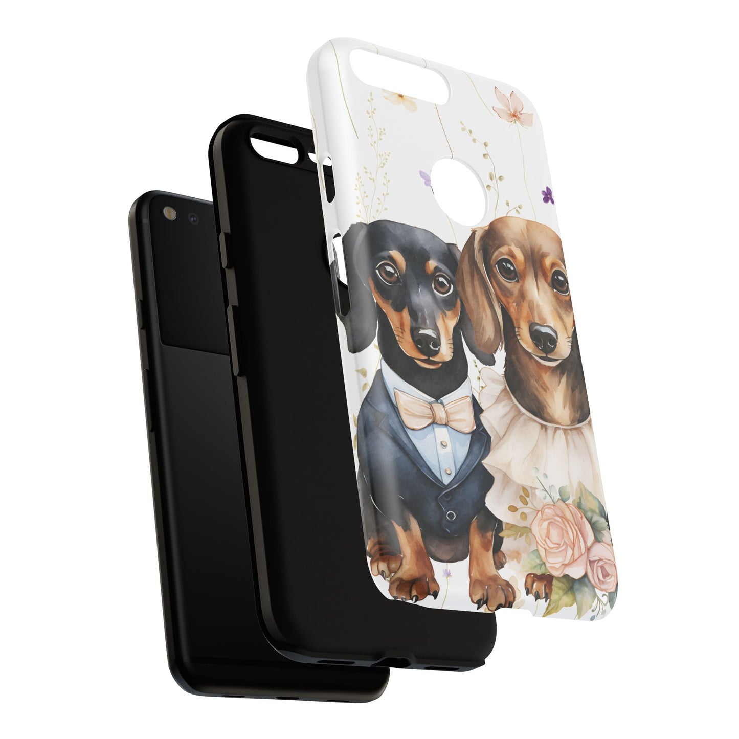 Wedding Dachshund Dog Phone Case - Bridal Gift Flower Girl Apple Pixel Galaxy