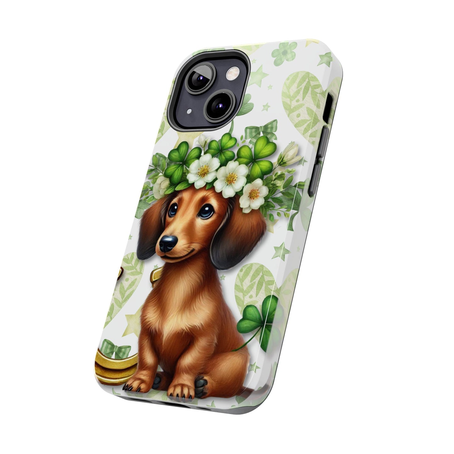 St Patricks Cute Dachshund Phone Case Dog Lover Gift Tough Phone Cover Patty
