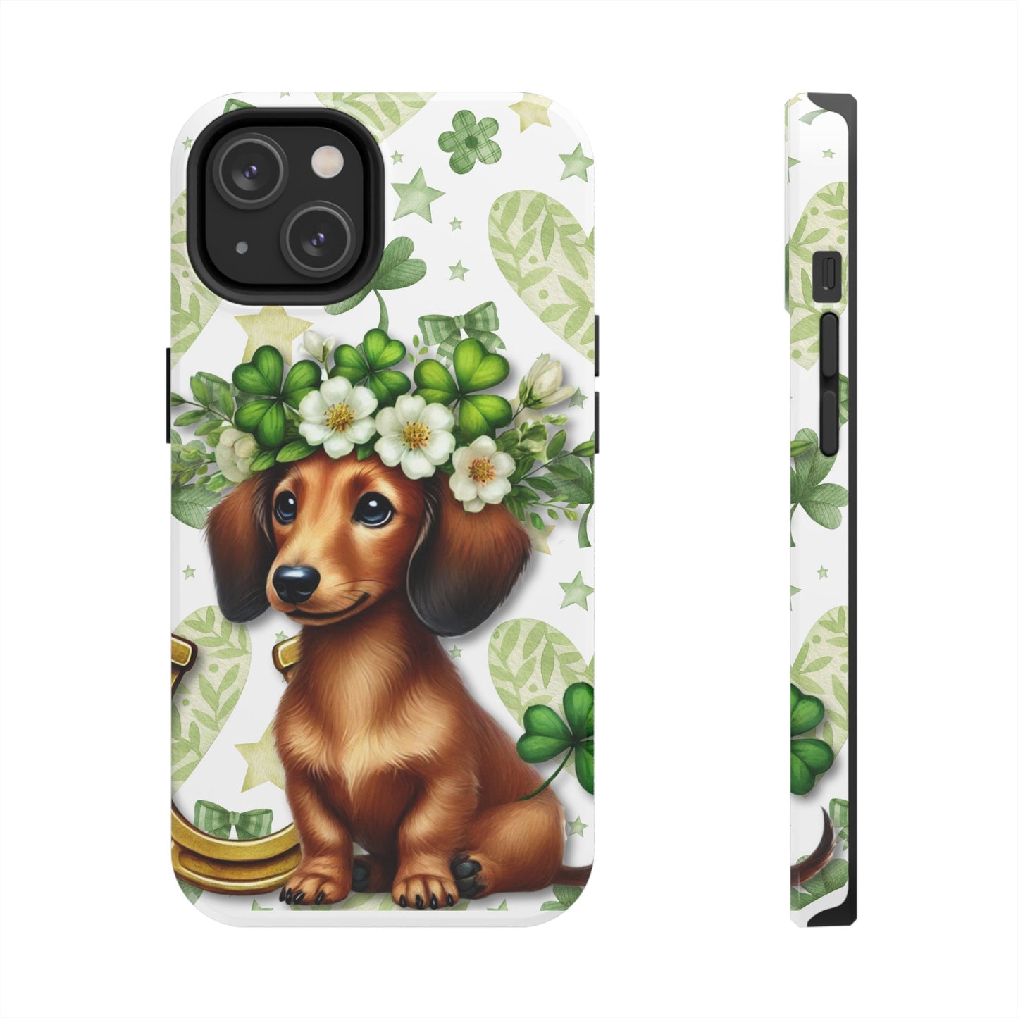 St Patricks Cute Dachshund Phone Case Dog Lover Gift Tough Phone Cover Patty