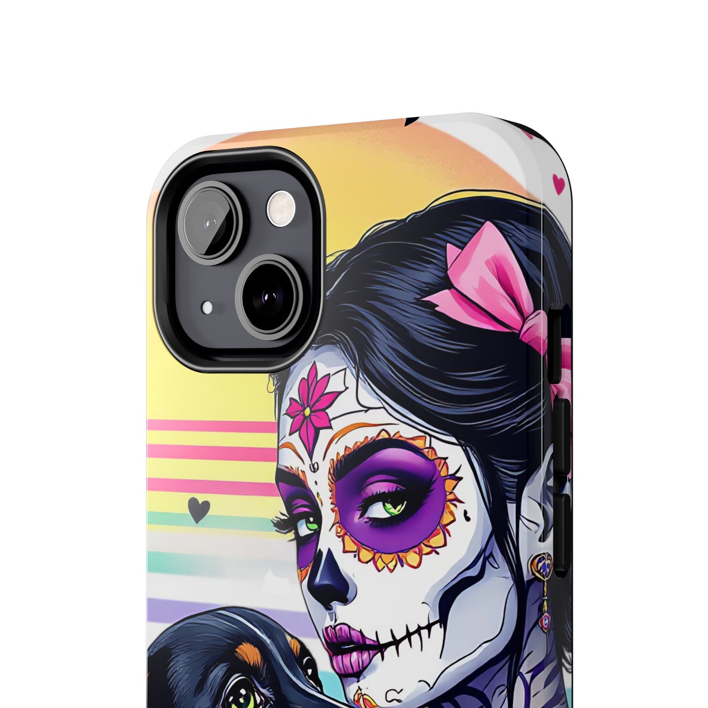 Cute Dachshund Phone Case Dog Lover Gift Tough Phone Cover Doxie Skull