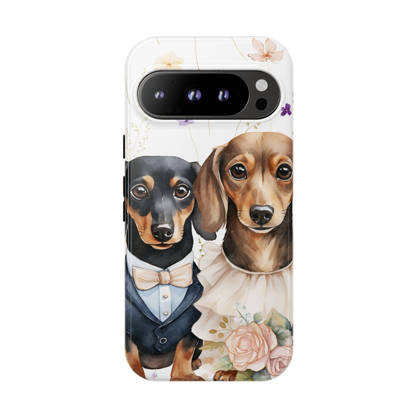 Wedding Dachshund Dog Phone Case - Bridal Gift Flower Girl Apple Pixel Galaxy