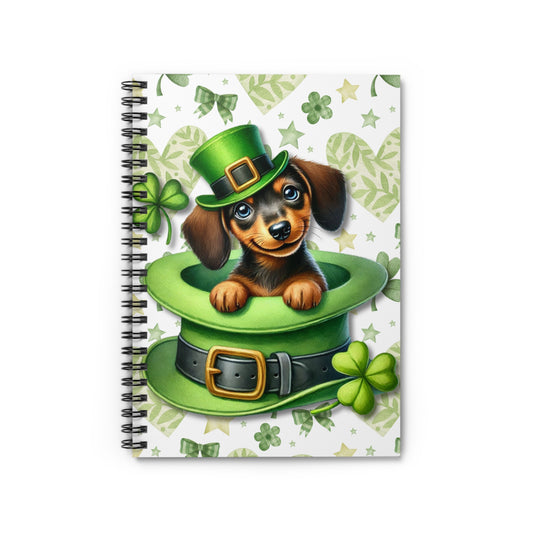 St Patricks Dog Themed Spiral Notebook Perfect for Dog Lovers, Journaling, School, Gift for Pet Owners Dachshund