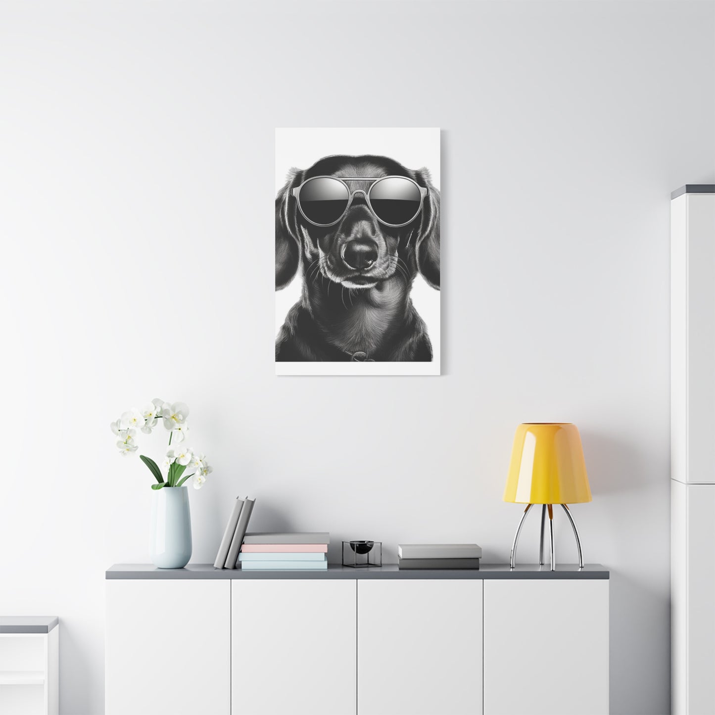 Stylish Dog Canvas Wall Art Dog Lover Gift Home Decor, Black and White Game Room