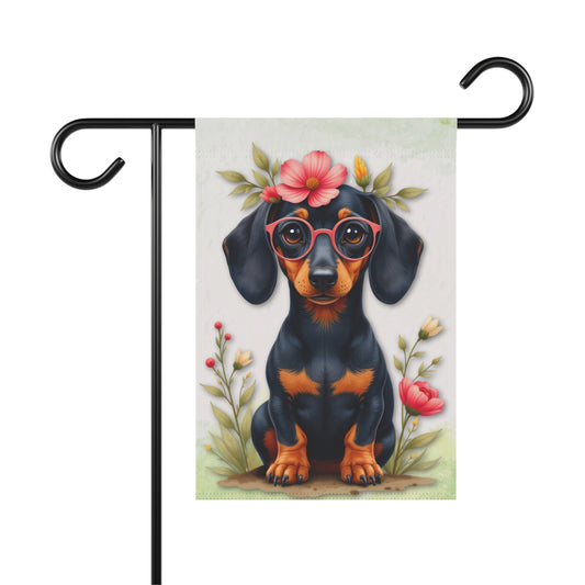 Floral Spring Garden Flag Dog Mom Banner Home Decor Dachshund