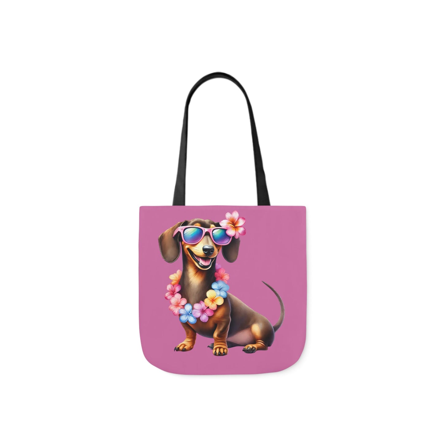 Dog Lover's Canvas Tote Bag - Fun Dachshund Design, Beach, Travel Pet Hawaii Lei