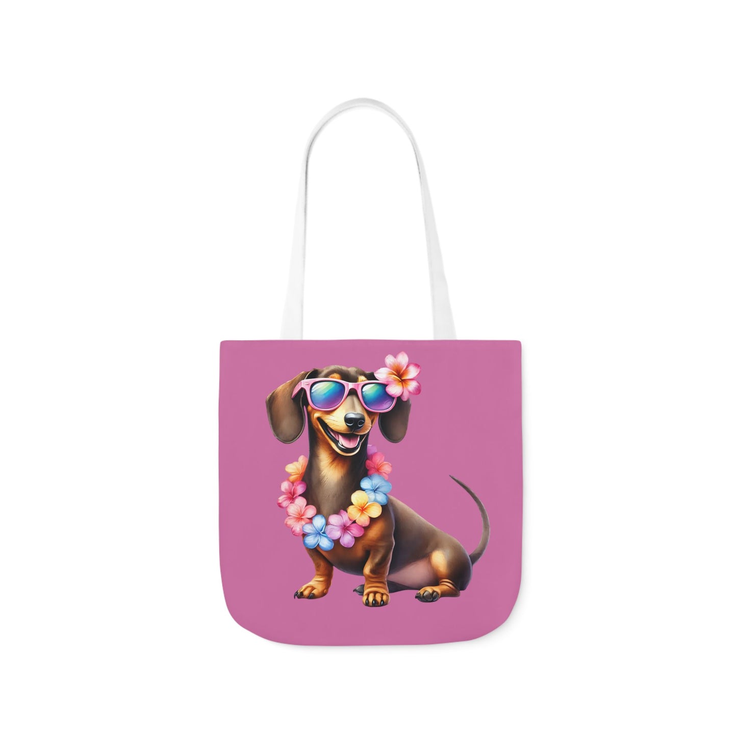 Dog Lover's Canvas Tote Bag - Fun Dachshund Design, Beach, Travel Pet Hawaii Lei