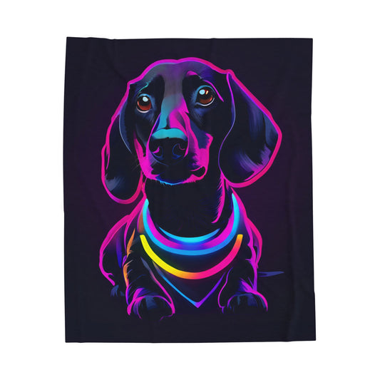 Vibrant Neon Dachshund Blanket, Cozy Throw, Dog Lover Gift, Animal Print Bedding, Weiner Dog