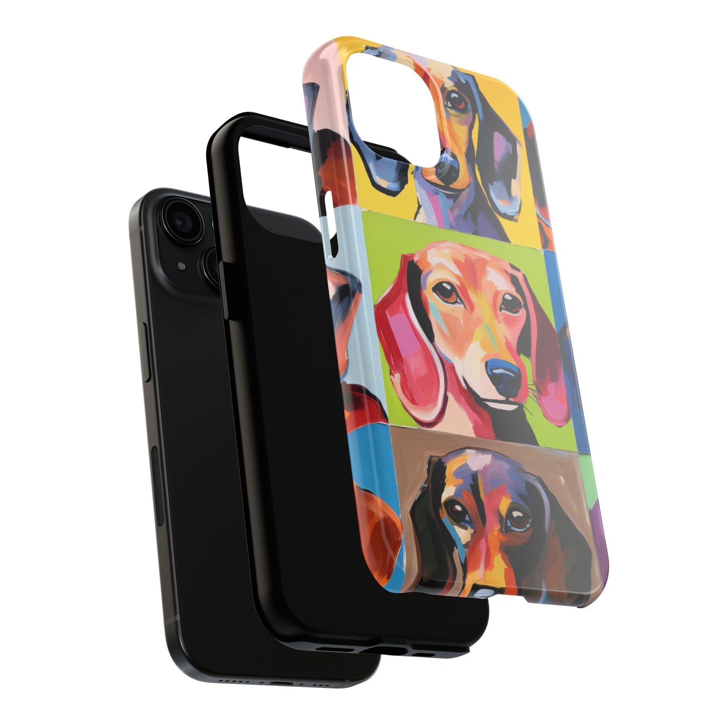Pop Art Bright Colorful Dachshund iPhone 15 Tough Phone Cases