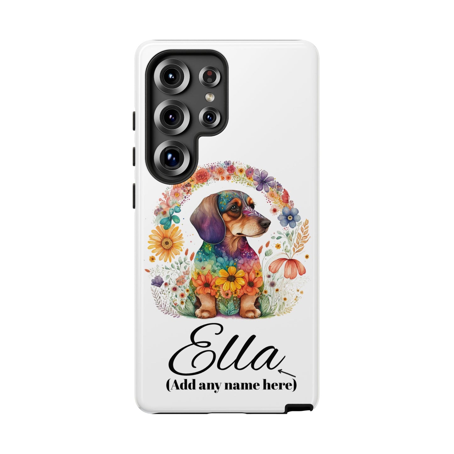 Personalized Dachshund Case for Pet Lovers Floral Phone Case Custom Name Phone