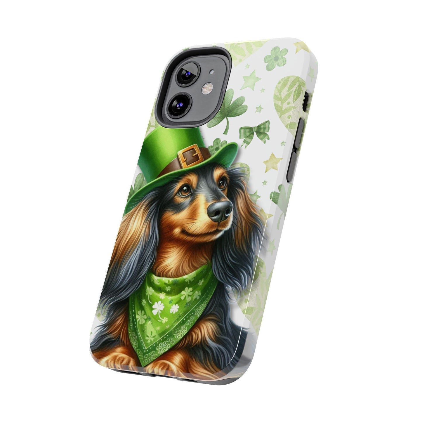St Patricks Cute Dachshund Phone Case Dog Lover Gift Tough Phone Cover Patty
