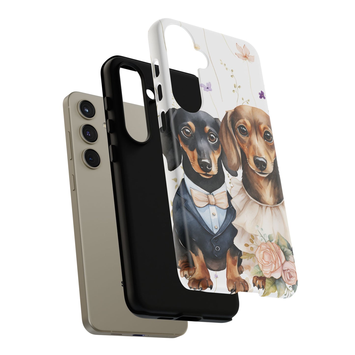 Wedding Dachshund Dog Phone Case - Bridal Gift Flower Girl Apple Pixel Galaxy
