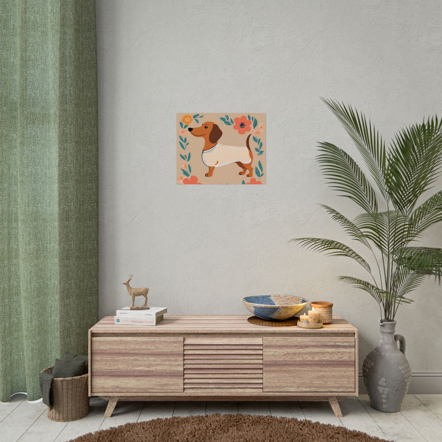 Sophisticated Dachshund Poster Dog Wall Art Animal Lover Game Room Decoration Weiner Dog Horizontal